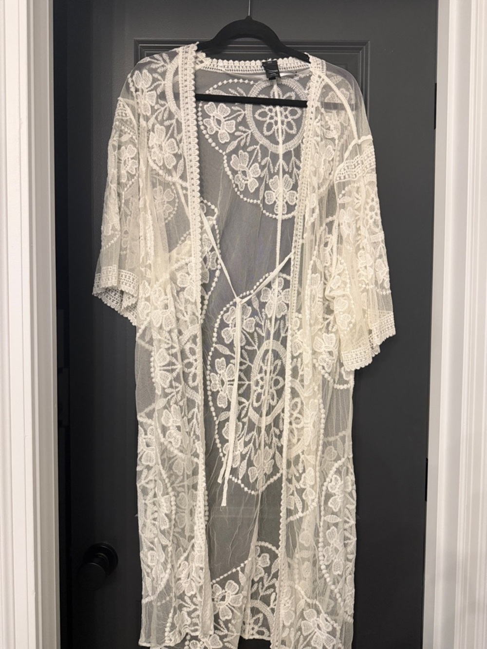 Express Sheer Ivory Lace Cover Up or layering piece